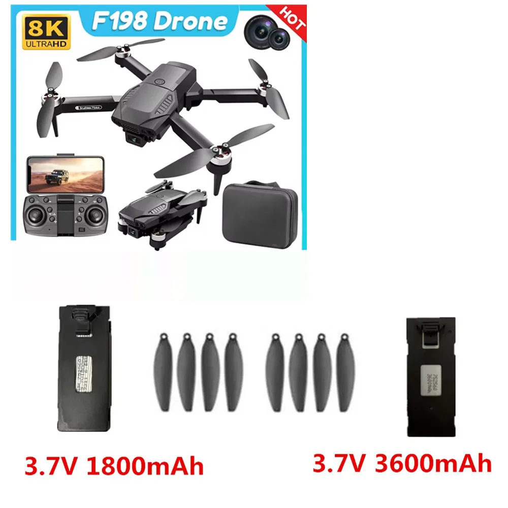 F198 Drone Battery 3.7V 1800Mah 3600mAh F198 Drone  Propeller  Maple Leaf F198 Drone  Drone Parts F198 Drone  Accessories