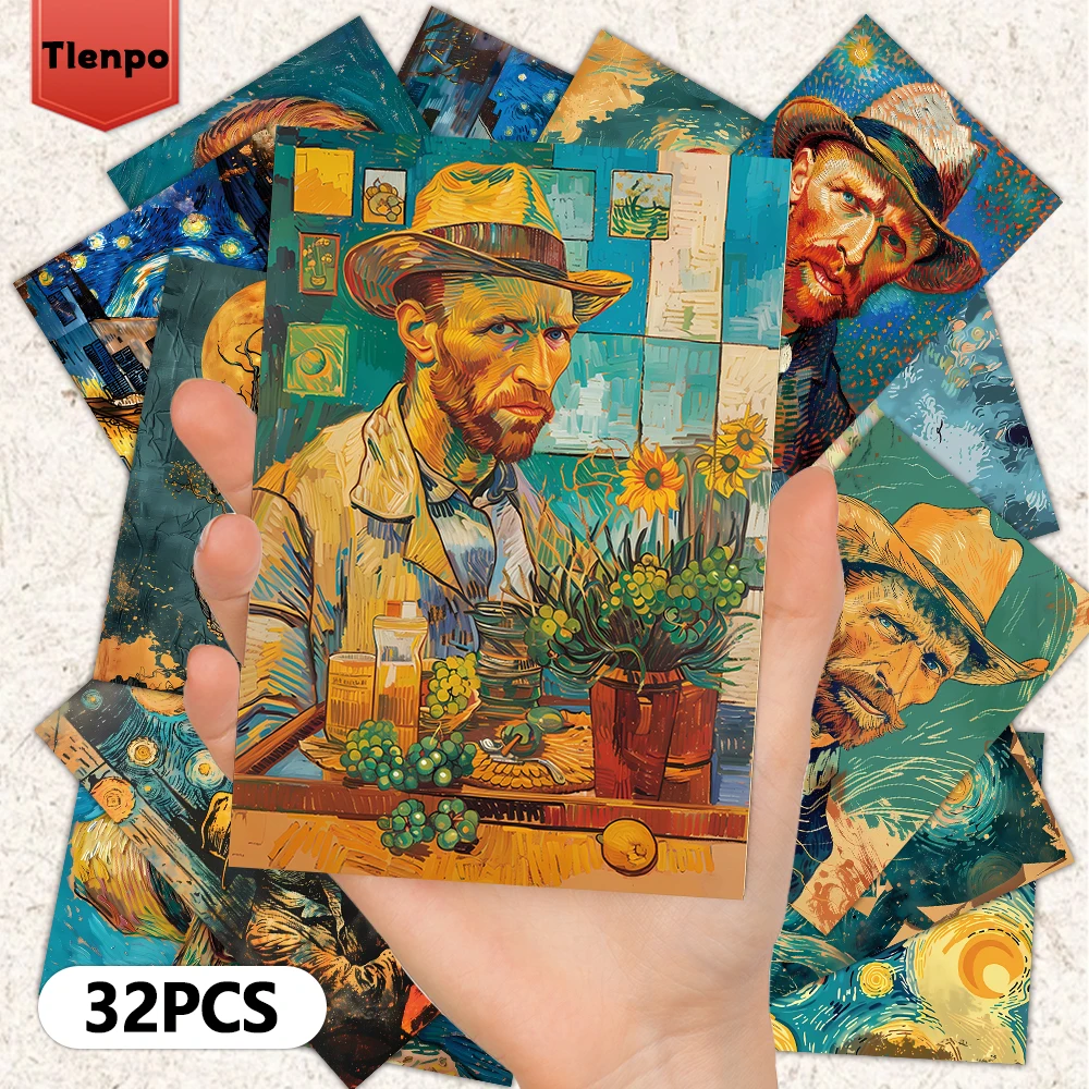 Cartes postales de Van Gogh, 32 pièces/ensemble, cartes postales de Van Gogh, cartes de message, décoration intérieure de chambre à coucher, style vintage, 3,Haut x 5,7 po