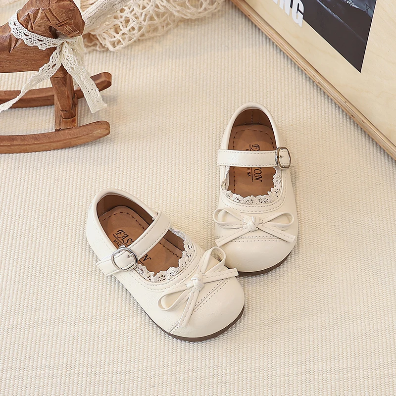 Frühlings- und Herbstschuhe für Kleinkinder, Mädchen, mit Spitzenbesatz, Schleife, Mary-Jane-Schuhe, Schnalle, rutschfeste, weiche Sohle für den täglichen Gebrauch, Schule, Freizeit, Outdoor – Detail 4