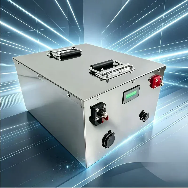 24V High Capacity LiFePO4 Battery Pack 100Ah to 1000Ah Built-In BMS LCD Screen Metal Housing for RV Solar System Camper Power Su