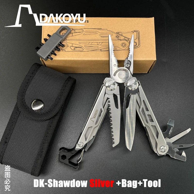 DAKOYU Sliver 23-in-1 opvouwbare multifunctionele gereedschapstang Multifunctionele combinatiegereedschaptang EDC buitenuitrusting