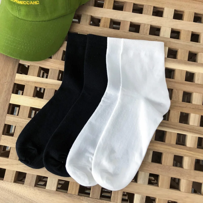 

Men's Pure Color High Tube Socks Autumn Winter Mid-Calf Chunky Sporty Style Couple Matching Regular Thickness One Pair