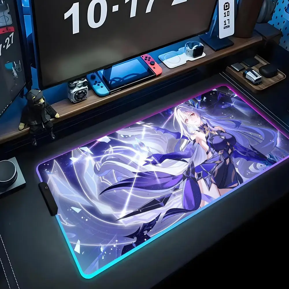 

skirk genshin Коврик для мыши RGB Игровой коврик для мыши Большой светодиодный коврик для ПК Настольный коврик Светящийся коврик для мыши Большие коврики для клавиатуры Настольный коврик с