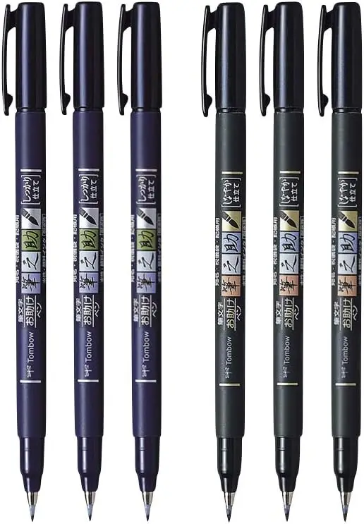 

6-Pack Brush Pens: Hard & Soft Tips for Precision Drawing, Sketch Notes, Calligraphy - Ideal Gift