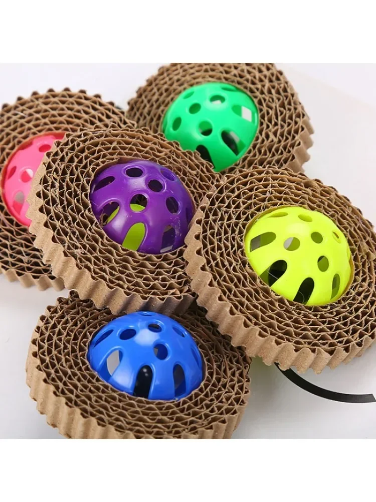 Pet Cat Toys Corrugated Paper Plastic Ball Soundmaking Cat Claw Board Pet Supplies