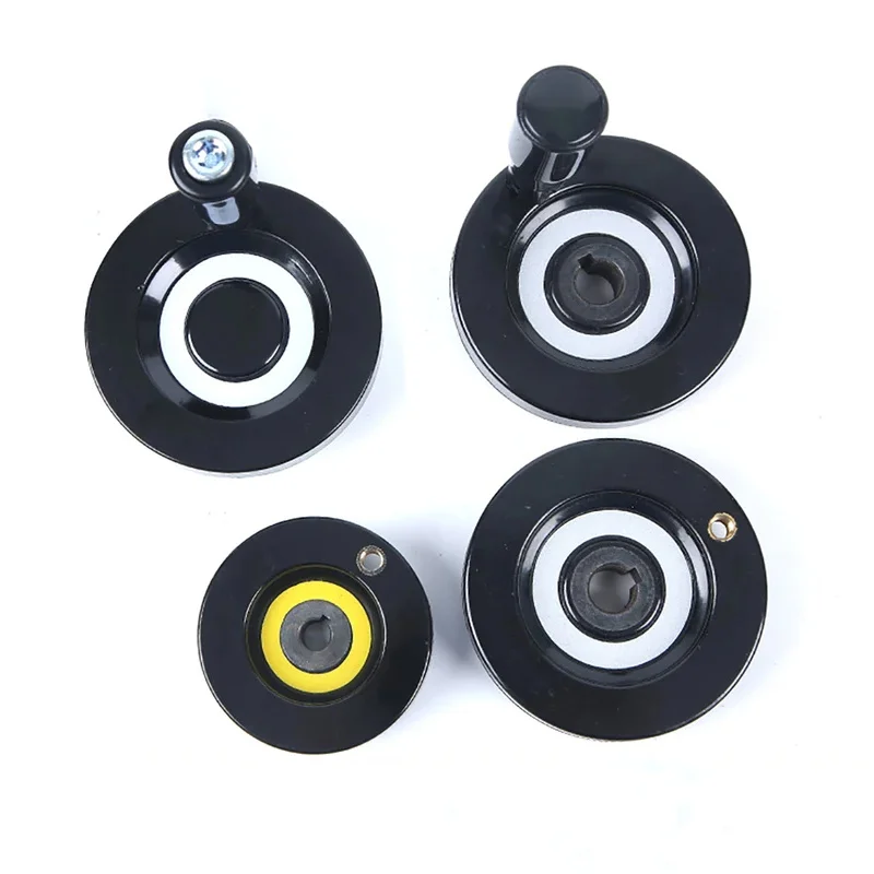 1Pcs 63-200mm Black Round Plastic Handwheel Alloy Lathe Milling Machine Hand Wheel with Handle Machine Accessories Tools