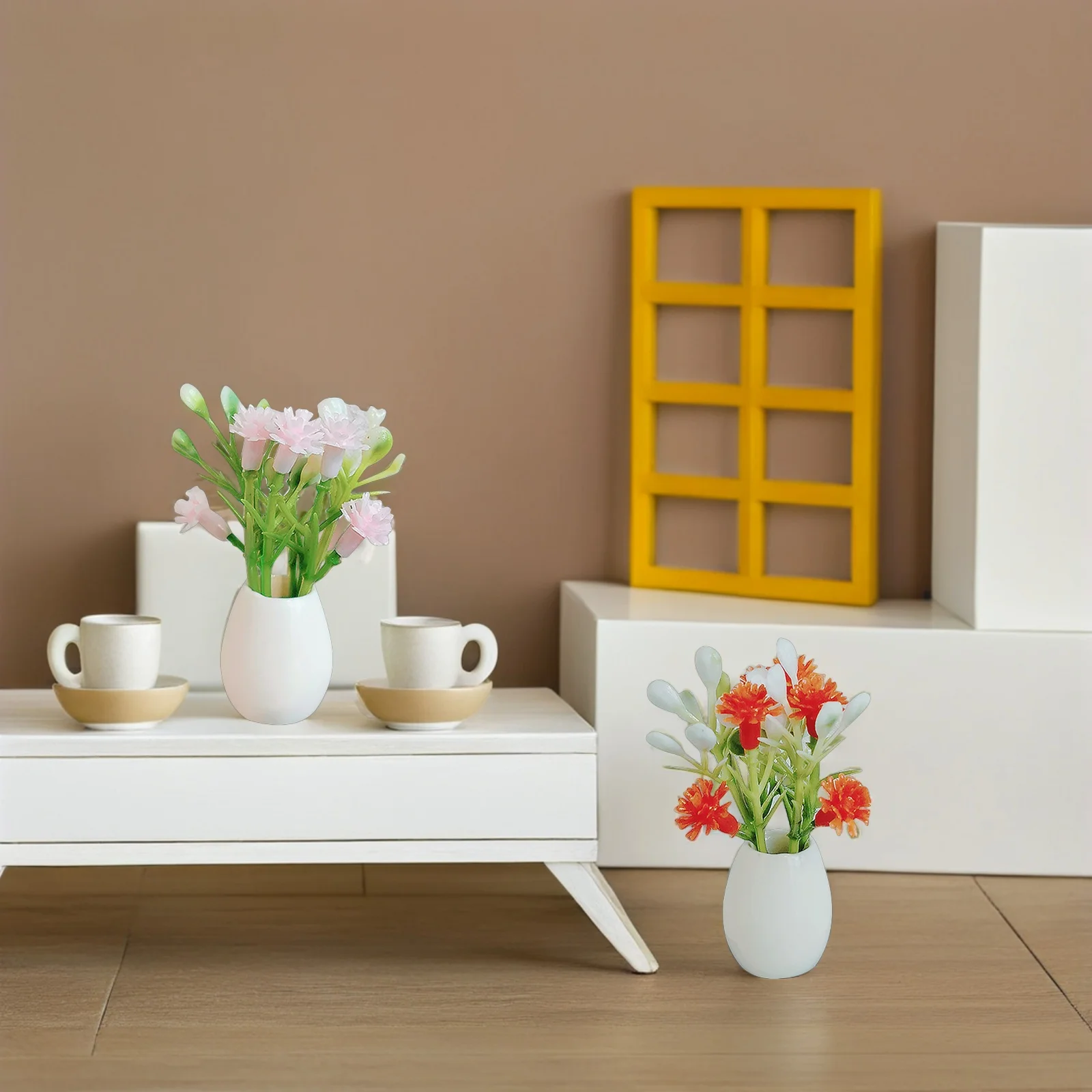 

4 шт., реалистичные искусственные цветы, миниатюрная ваза для кукольного домика, аксессуары, искусственные цветочные композиции, домашний офис, свадебный декор