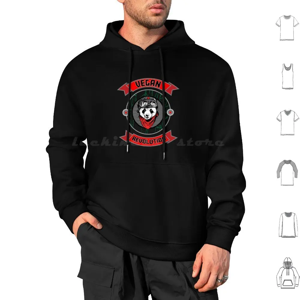 Vegan Revolution Panda Hoodies Langarm Vegan Pflanzenbasierte Panda Tiere Niedlicher Marxismus Linker roter Sternbär