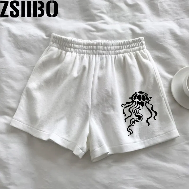 Jellyfish Cute Printed Sports Shorts for Women's Summer Women's Shorts Y2k Harajuku Fashion New Full Match Shorts Summer Casual