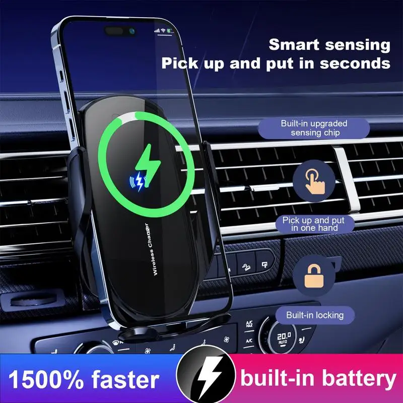 무선 차량용 충전기 휴대폰 거치대, 360 회전, 자동 클램핑, 자동 고속 충전, 휴대폰 브래킷, 내비게이션