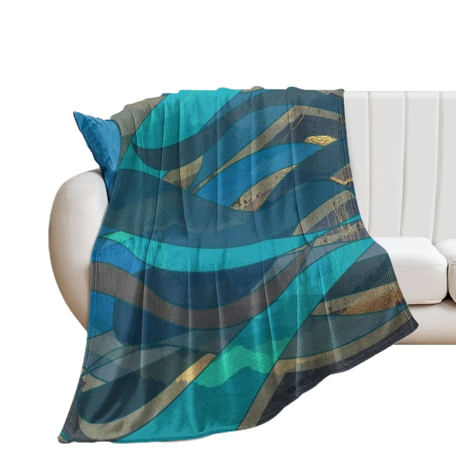 Magical fantasy ocean scene for wild open water swimming, deep sea divers. Caroline Laursen Original Throw Blanket