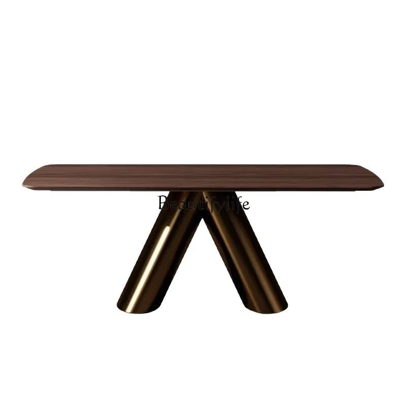 

North American black walnut dining table household luxury wood walnut light luxury high-end table