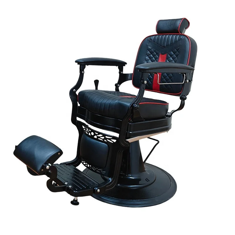

Modern light luxury leather barber chair swivel with armrests can be customized for commercial use