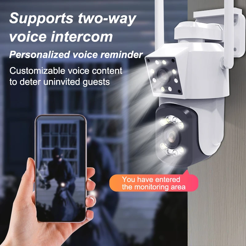3MP التكبير 10X عدسة مزدوجة كاميرا مراقبة للمنزل اللاسلكية 1080P HD كشف الحركة في الهواء الطلق اللاسلكية واي فاي كاميرا مراقبة بالدوائر التليفزيونية المغلقة