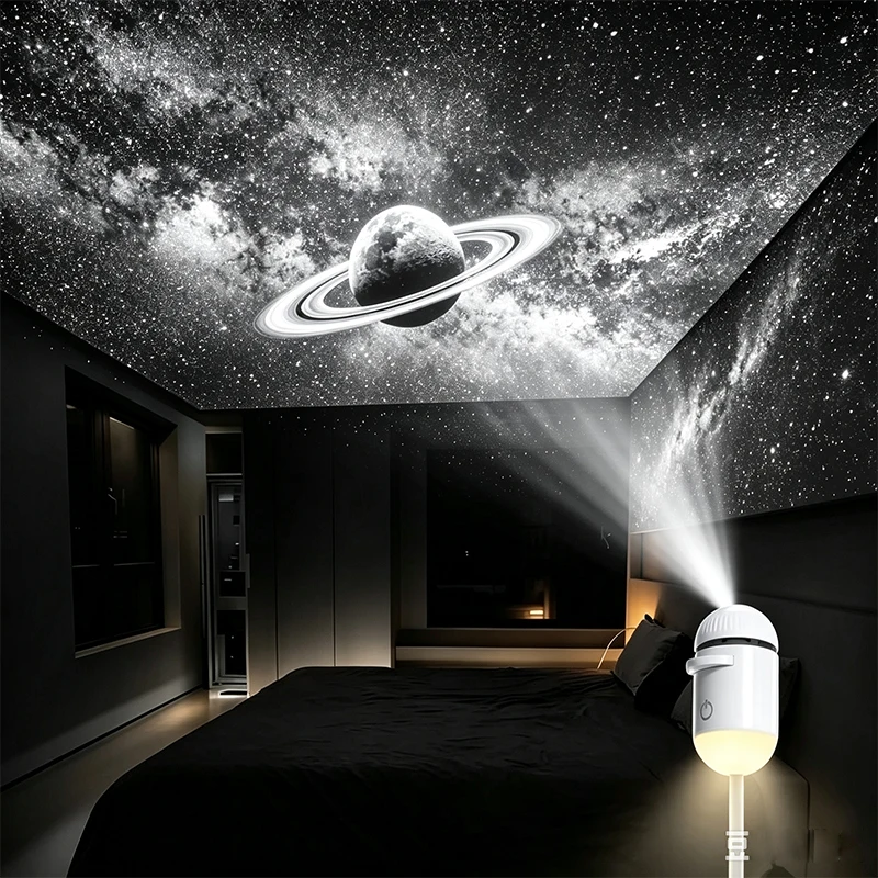 4K HD Pattern USB Car Projector Night Light Galaxy Aurora 360° Adjustable Atmosphere Lamp for Interior Ambient Decoration Gift