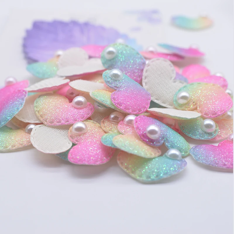 50Pcs Butterfly Heart Shell Flower Applique Patches for Clothes Hat Crafts Sewing Supplies DIY Headwear Hair Clips Bow Decor
