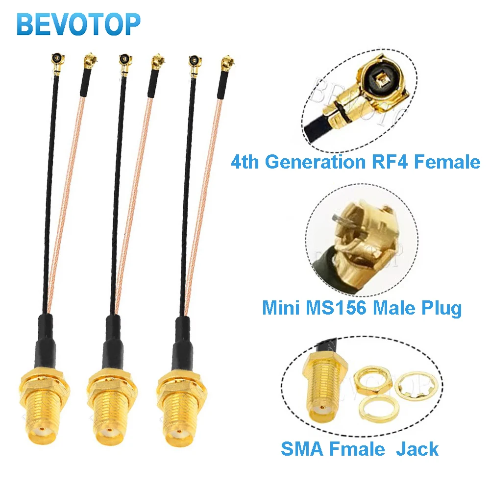 100PCS/lot SMA Female to 1x Mini MS156 Male +1x u.FL4 MHF4 Female RG178 RF1.13 Cable Antenna Extension Jumper Pigtail