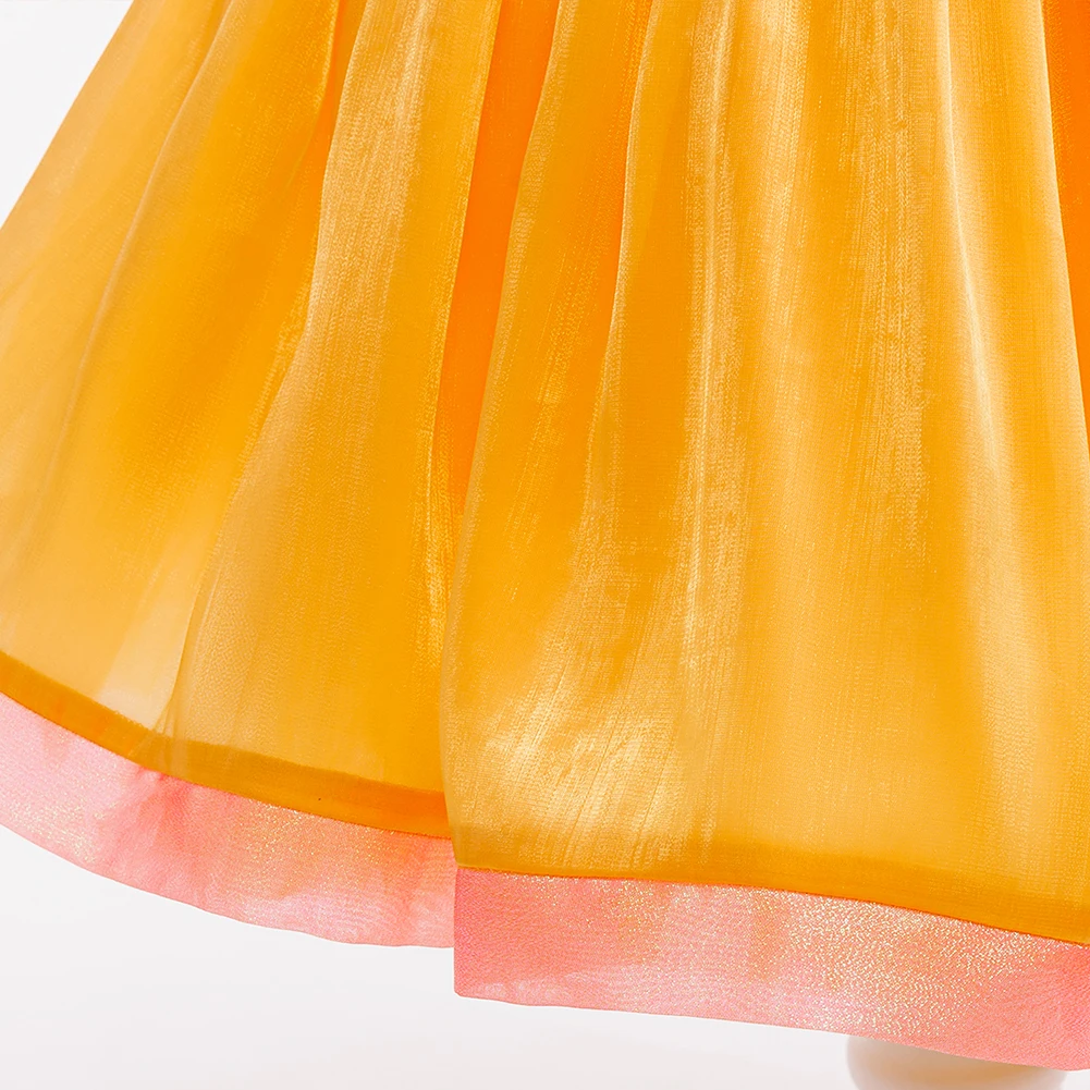 Mädchen Kurzarm-Partykleider Prinzessin Daisy Kostüm Anime Pfirsichgelbes Kleid für Kinder Halloween Karneval Geburtstags-Outfits – Detail 8