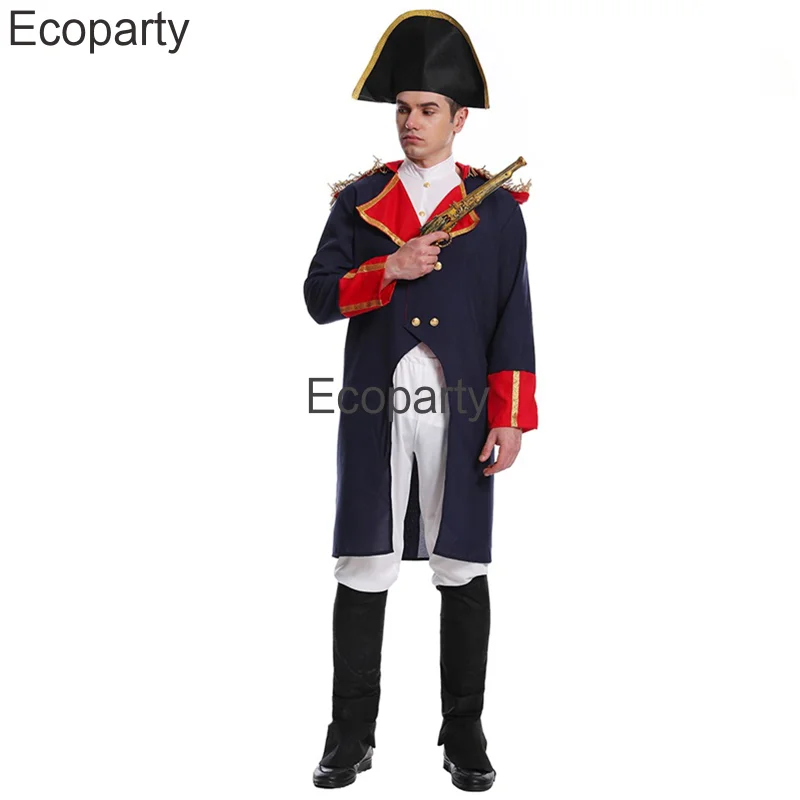 New Medieval Napoleon Costume For Men Halloween Warrior Musketeers Soldier Cosplay Uniform Suit Carnival Masquerade Party Outfit