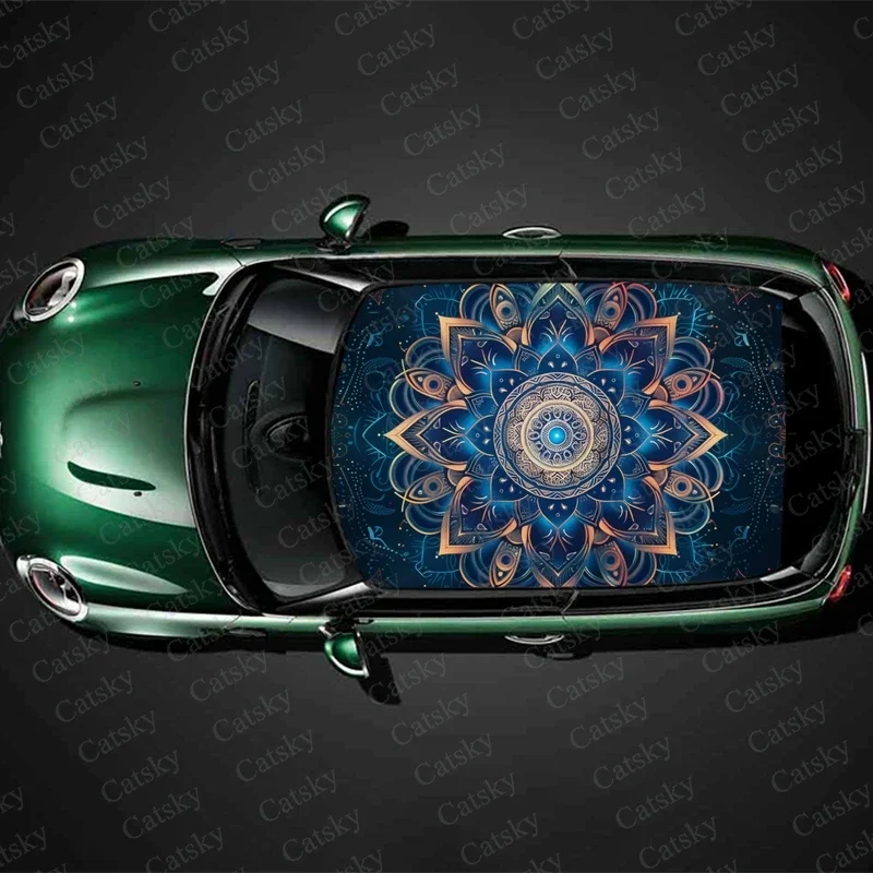 Space Mandala Pattern Car Roof Sticker Wrap Racing SUV Accessories Packaging Painted PVC Custom Car Graphic Decal