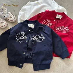 Baby Girl Boy Cotton Baseball Jacket Button Infant Toddler Letter Embroidery Child Coat Autumn Spring Baby Outwear Clothes 1-10Y