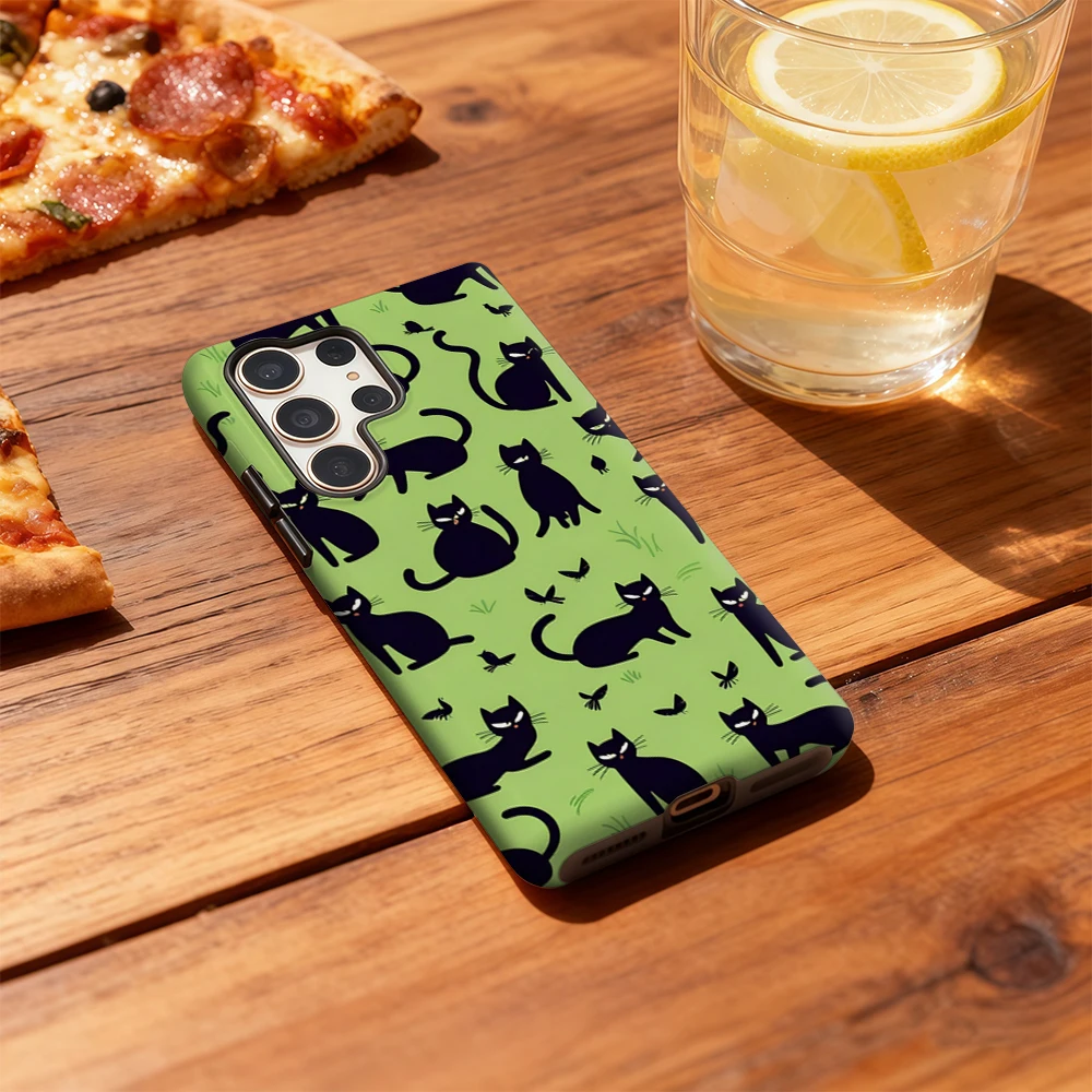 حافظة هاتف Cat Squad لهاتف Samsung Galaxy S25 Ultra S24 S23 Ultra Plus غطاء خلفي بطبقة مزدوجة مقاوم للصدمات