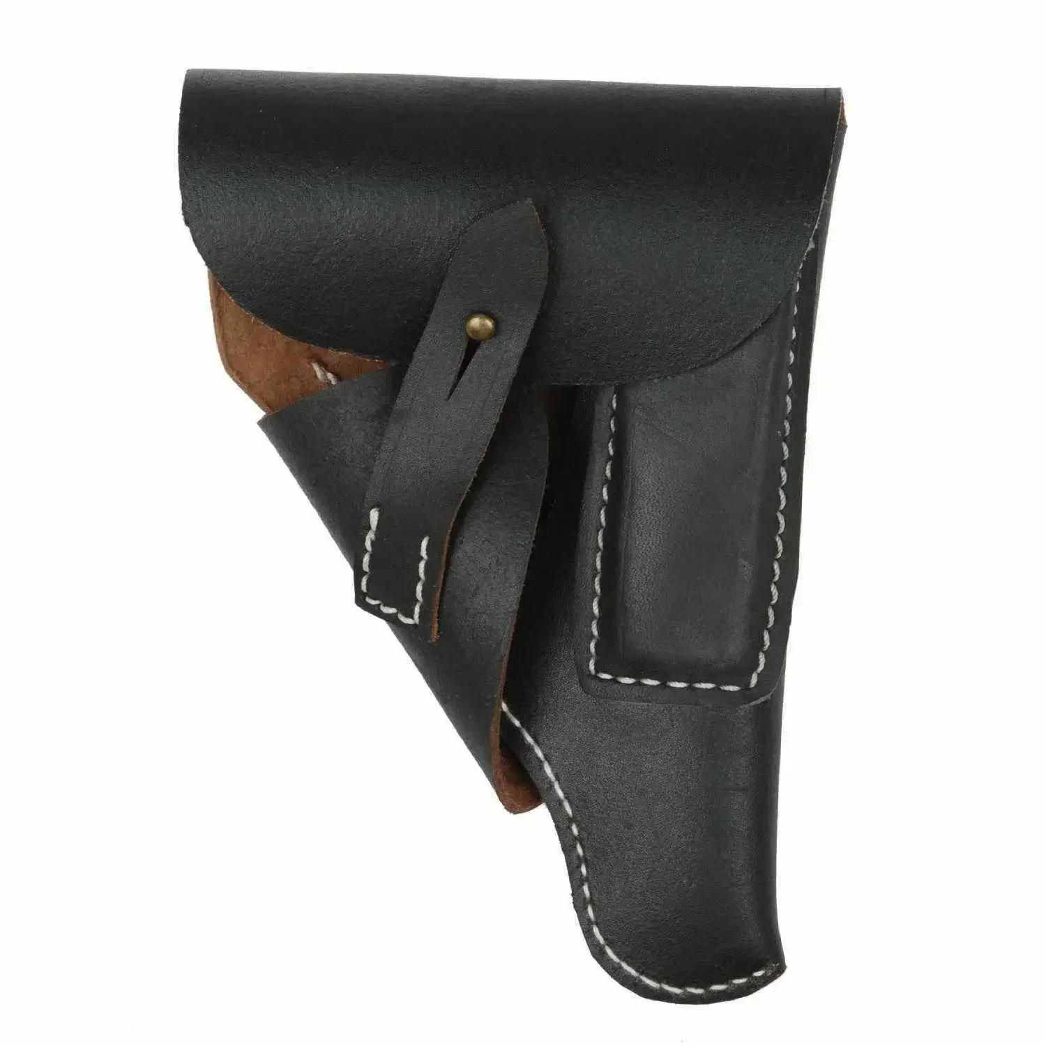 WANG1. WWII WW2 GERMAN ARMY BLACK LEATHER WALTHER PPK HOLSTER MILITARY COLLECTION WAR REENACTMENTS