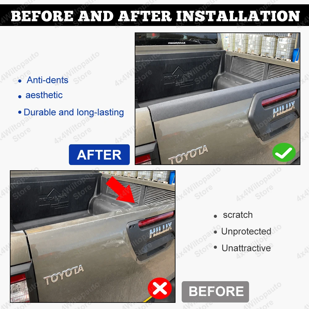 Tailgate Cover Trim For TOYOTA HILUX REVO SR5 SR ACTIVE ICON 2015-2023 Rear Gate Protection Cover Textured ABS Matte Black