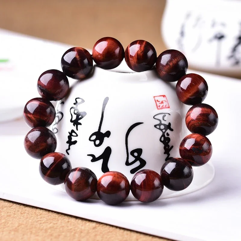 Natural Red Tiger Eye Stone Bracelet Buddhist Rosary Women Fashion Jewelry Reiki Healing Meditation Prayer Rope Rosary Bracelet