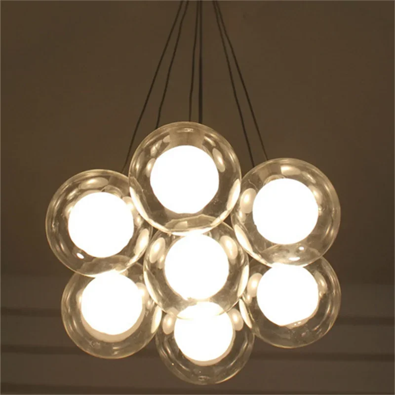

Minimalist Restaurant Pendant Lights Fashion Creative Glass Ball Hanging Lamp Bar Dining Room Bedroom Indoor Lightings