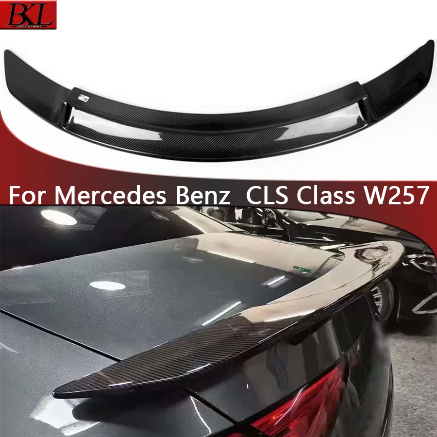 

For Mercedes Benz CLS Class W257 C257 CLS63 300 Rear Wing Diverte Body Kit Carbon Fiber Tail fins Rear Trunk Spoiler Guide Wing