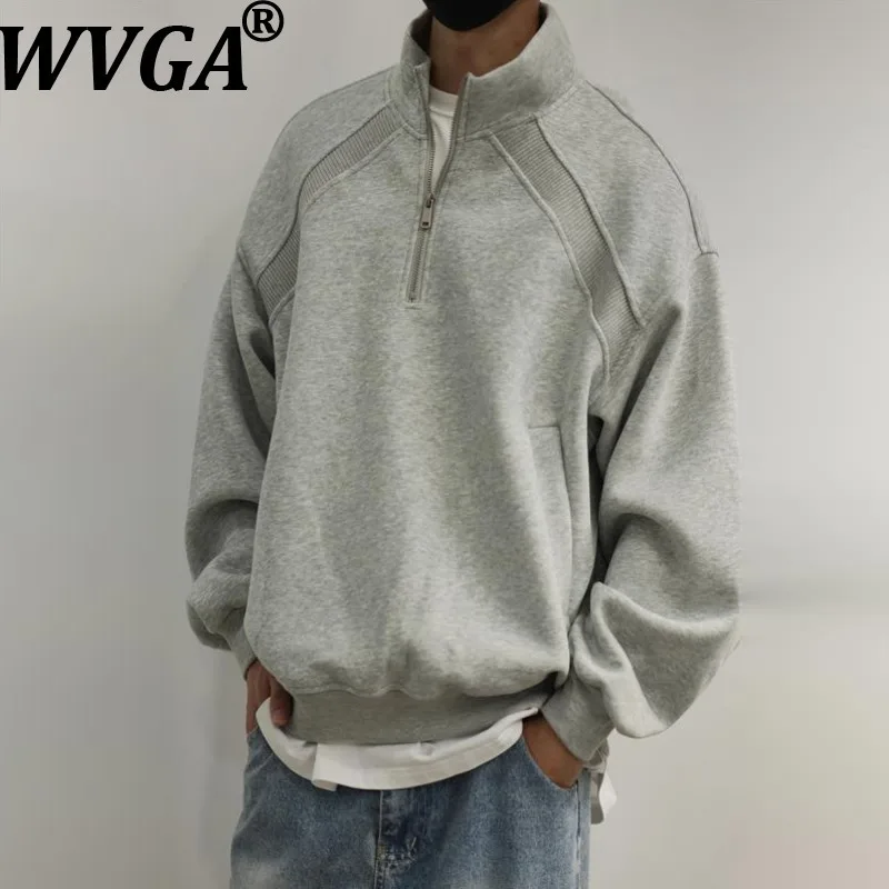 

WVGA весна осень новый мужской прилив High Street модный свитшот с полумолнией нишевый шикарный повседневный топ с воротником-стойкой и длинными рукавами Ins W12681