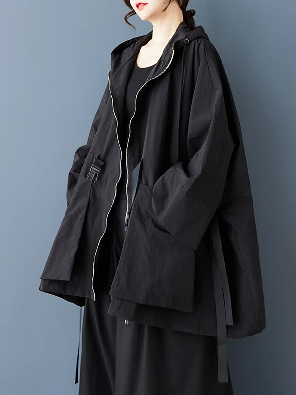 K Lazy Sle – vêtements de travail mi-longs à capuche, automne-hiver, cape ample, manteau couché à la taille, polyvalent pour dames