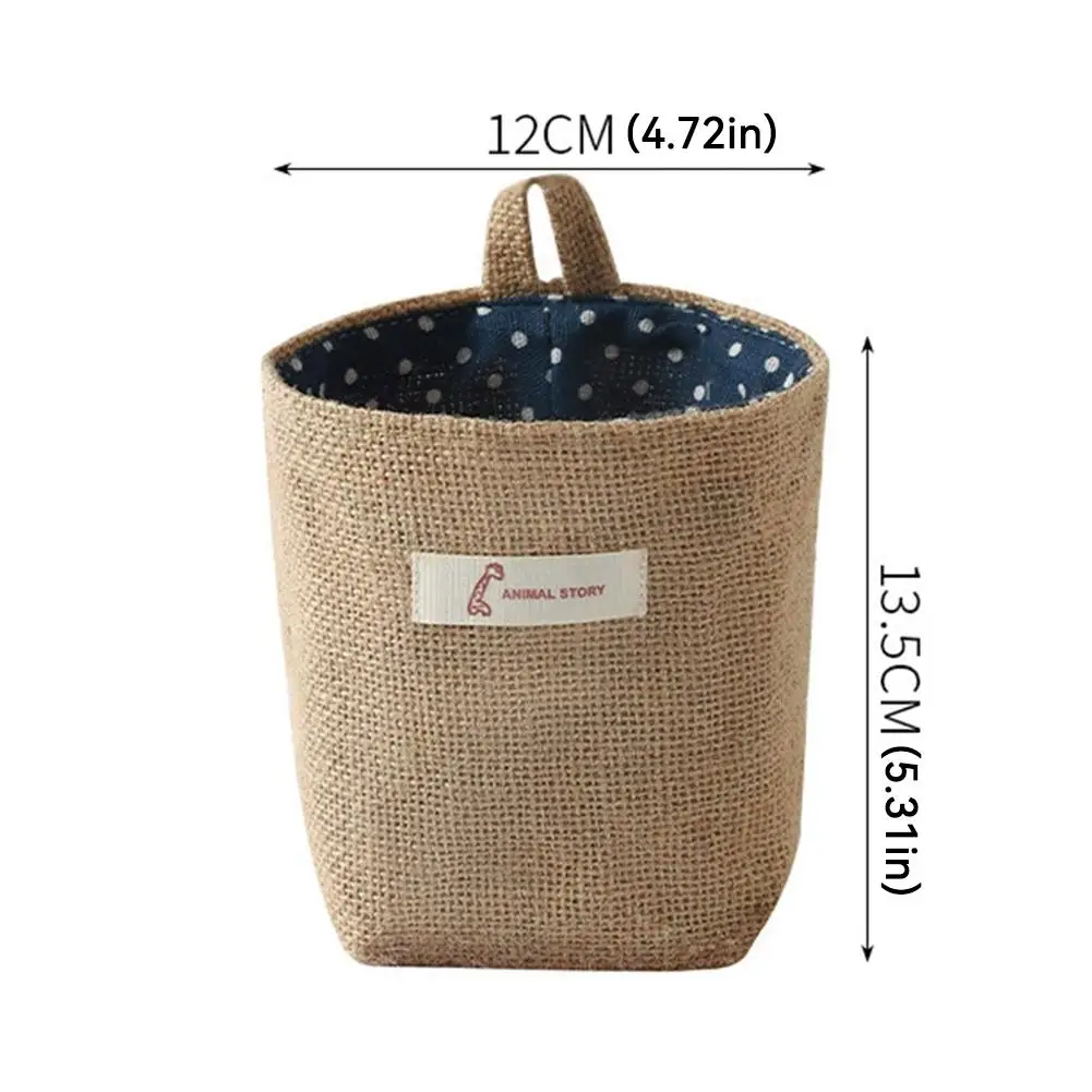 Nordic Style Small Hanging Wall Pocket Storage Basket Sack Sundries Organizer Cosmetic Organizer Cotton Linen Toy Storage Bag