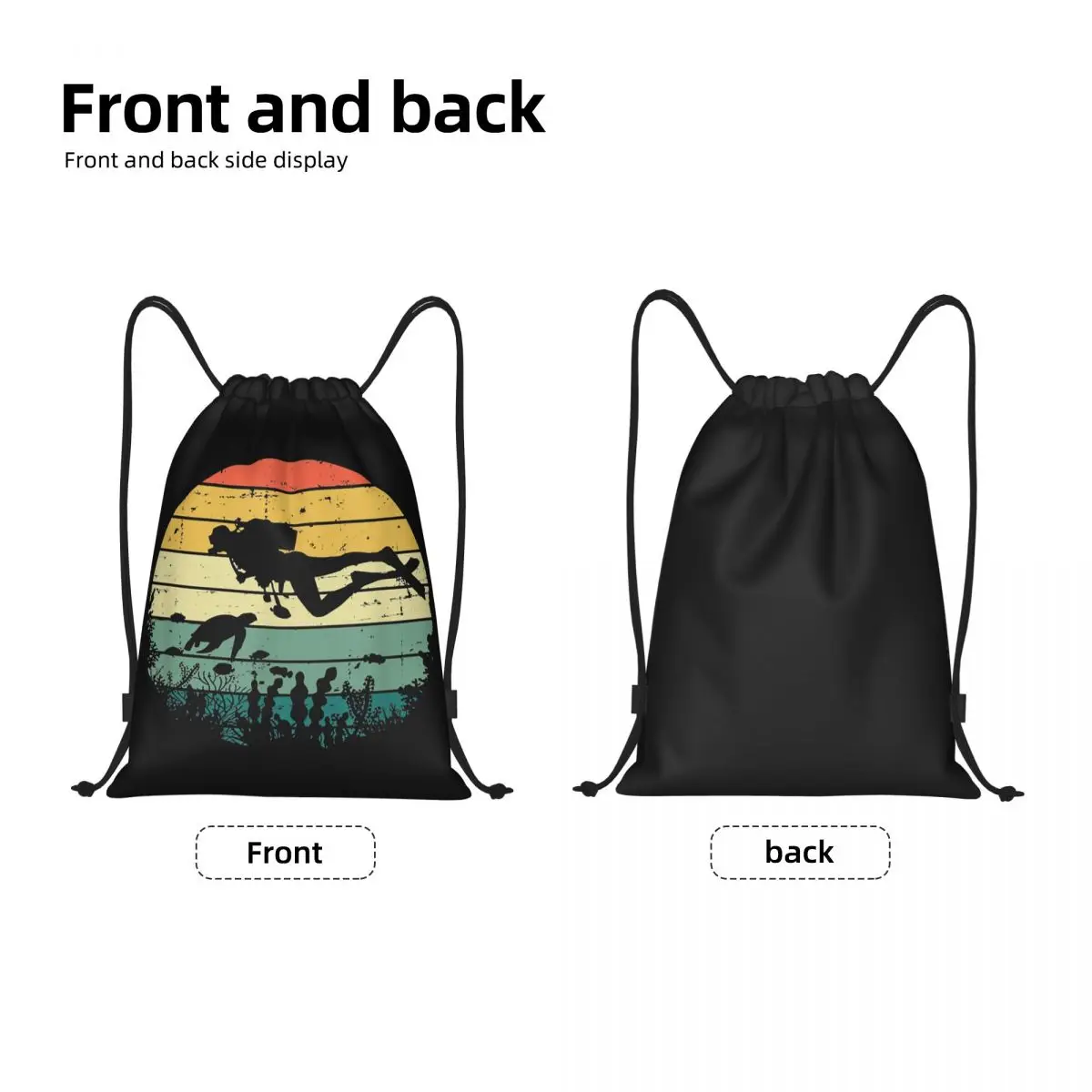 Scuba Diving Dive Diver Drawstring Backpack Sports Gym Bag for Men Women Shopping Sackpack