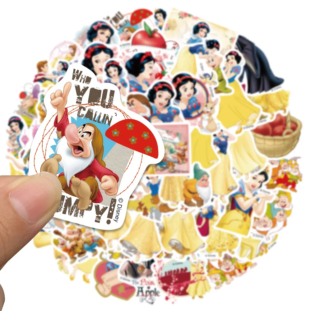 50PCS Disney Cute Snow White nani adesivi classici per cartoni animati decalcomanie estetiche Laptop Scrapbook Case frigo decorazione Sticker