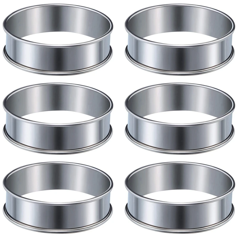 24 Pieces Muffin Tart Rings Double Rolled Tart Ring Stainless Steel Muffin Rings Metal Round Ring Mold For Food Making