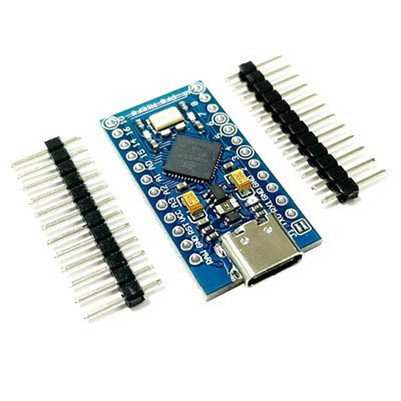 Baru! Papan Pengembangan Biru Papan Pengembangan Antarmuka TYPE-C Atmega32u4 Pembaruan USB Mandiri Mikrokontroler 5V/16M