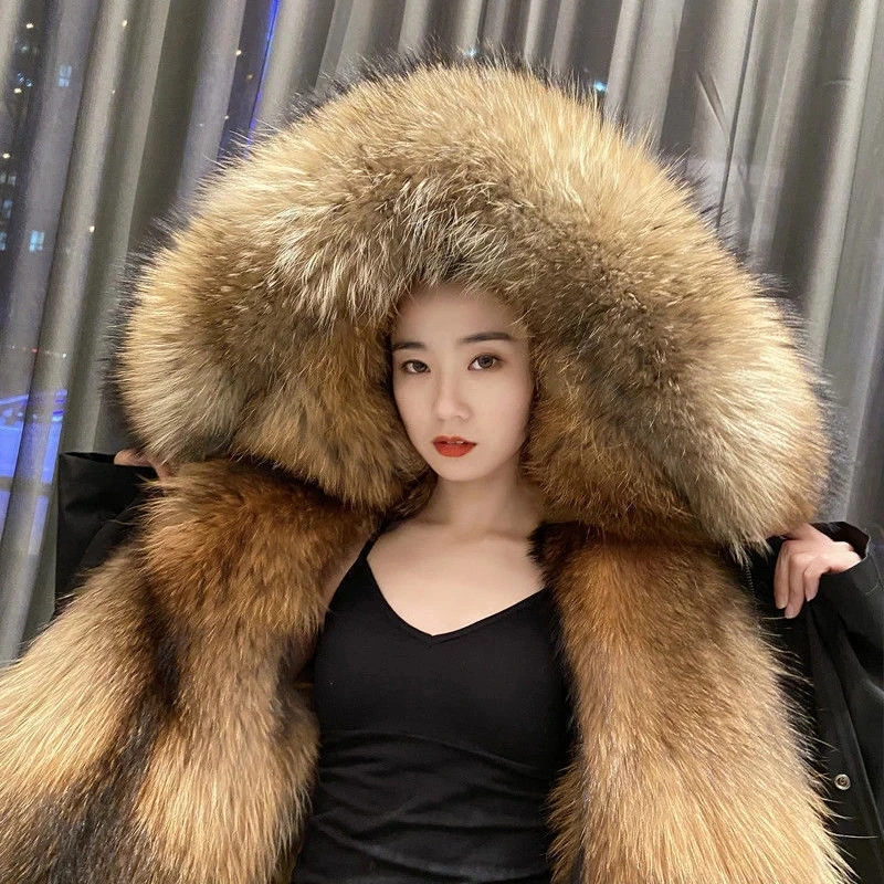 New Winter Women Faux Fur Coat Loose Mid-length Hooded Jacket Thick Warm Female Plush Coats Inner Liner Casual Parkas Overcoats