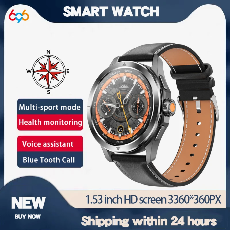 

Clock New Outdoor Sports Smart Watch Men Women AMOLED NFC GPS Trajectory Compass Heart Rate Waterproof BT Call Music Smartwatch