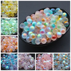 10pcs Round Ball 12mm Moon Light No Hole Sphere Lampwork Crystal Glass Loose Beads for Jewelry Making DIY Crafts Findings