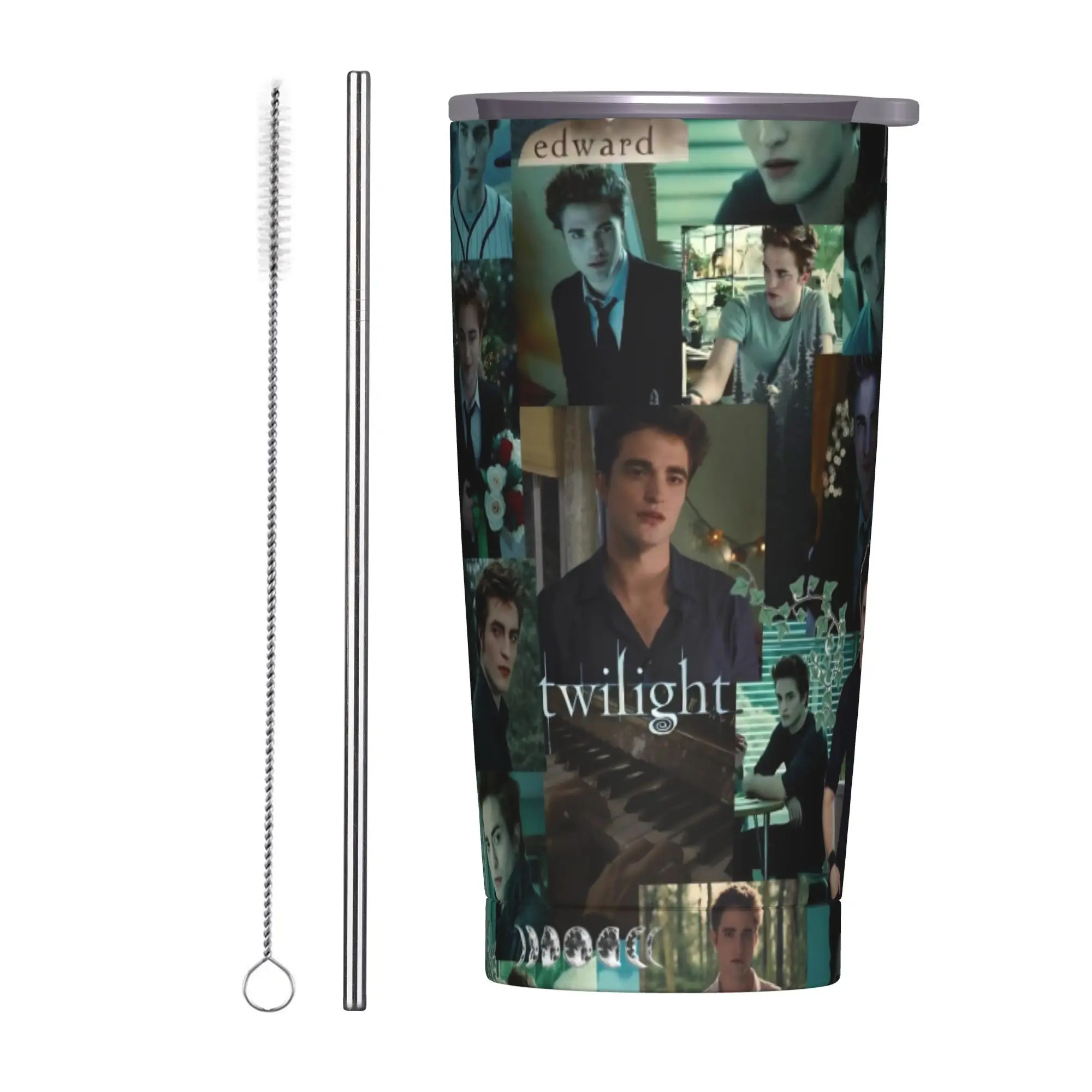 Edwards Cullen  Tumbler Vacuum Insulated  Thermal Cup with Lid Straw Car Mugs Spill Proof 20oz