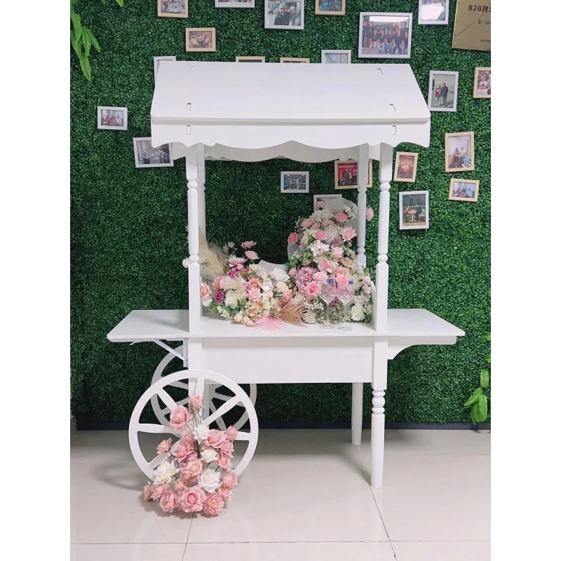 custom.Professional Simple Collapsible White Wooden Flower Candy Display Cart Ultimate Wedding Float Cart Outdoor Party Even