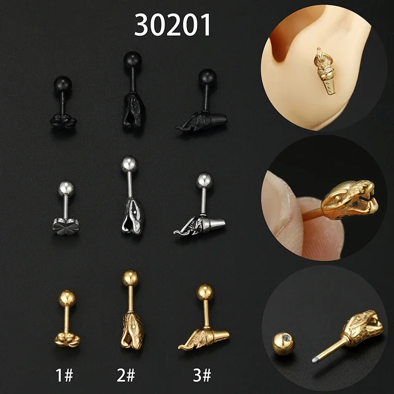 1PC Steel Ear Tragus Cartilage Piercing Skull Conch Lobe Earrings Barbell Piercing Orelha Ear Stud Helix Sexy Jewelry