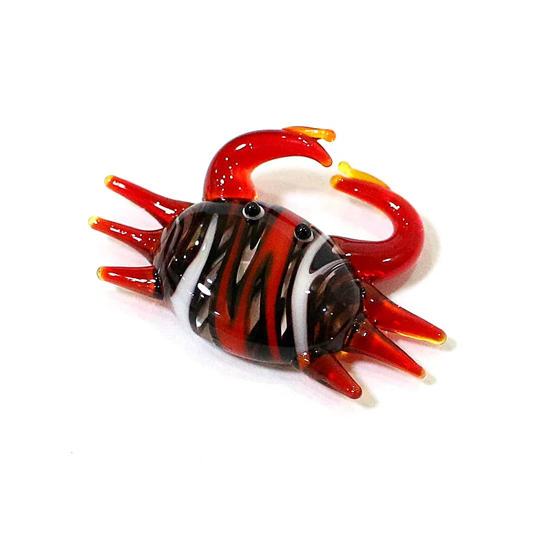 Handmade Cute Mini Glass Crab Figurine Tiny Marine Animal Statue for Home Desktop Ornament Aquarium Fish Tank Decor Accessories