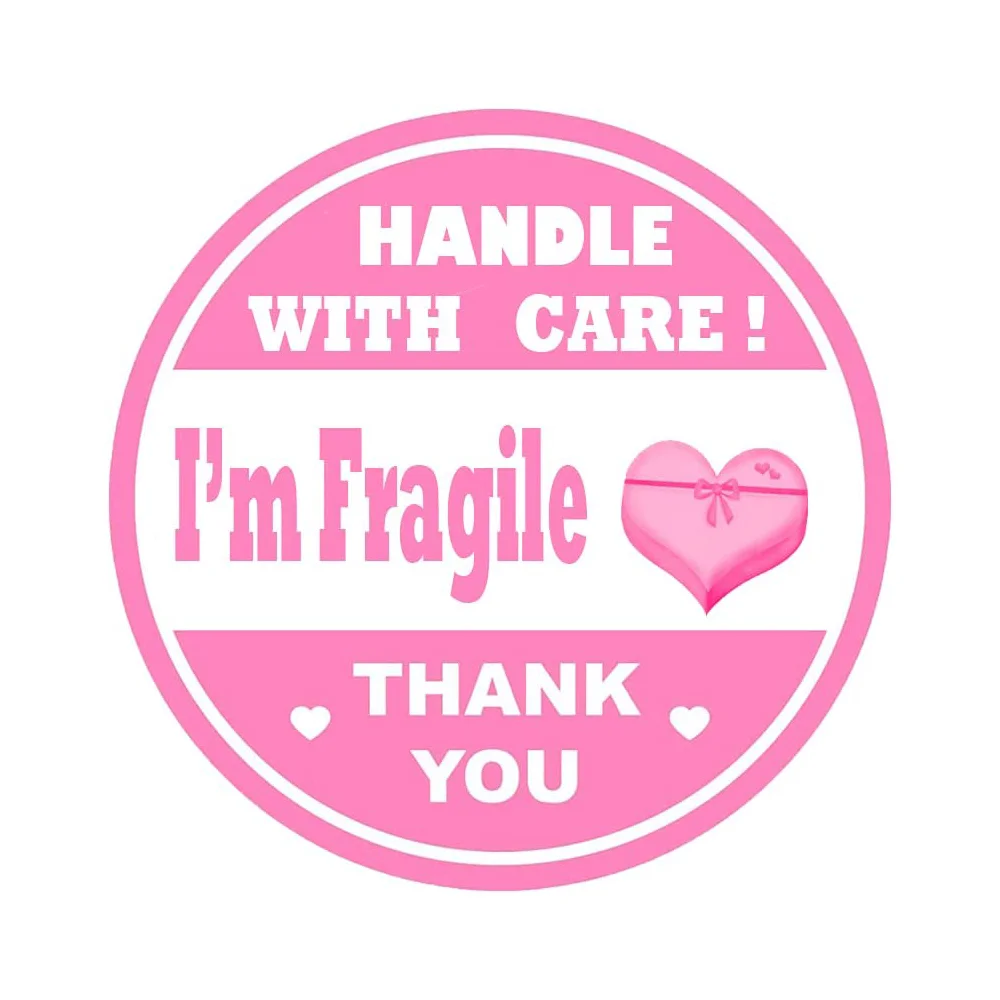 

Pink Fragile Stickers I’m Fragile Box Labels 1.5 Inch Round Thank You Sticker Shipping Sticker for Personal Gift Bag mailing