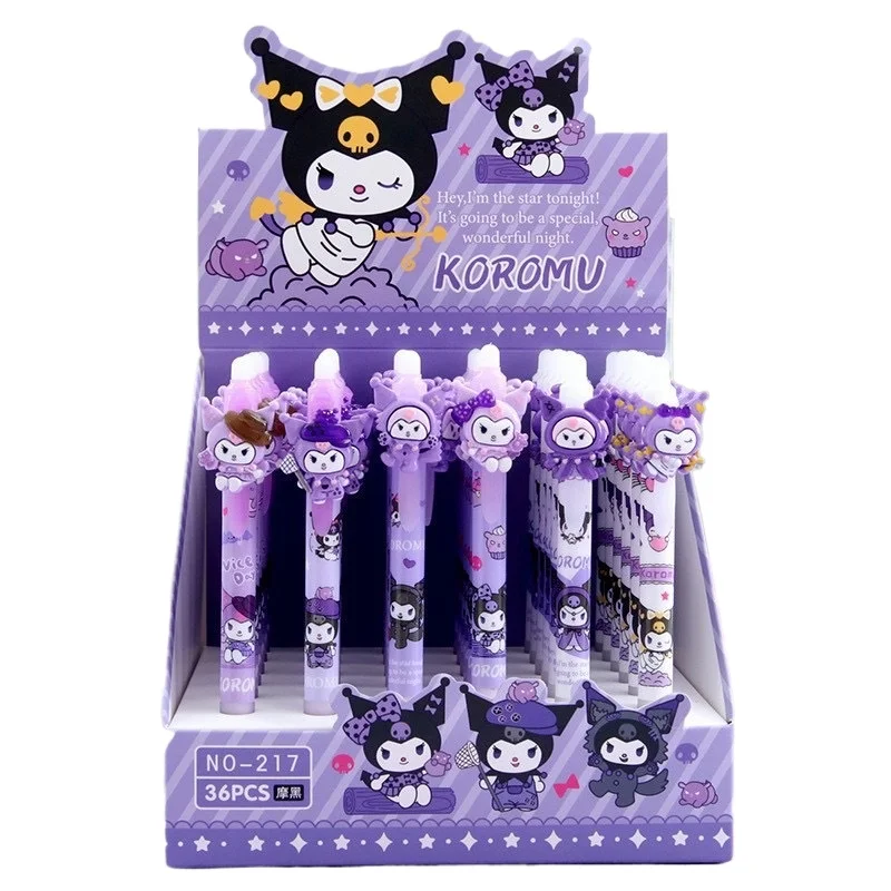 

Стираемая гелевая ручка Sanrio с рисунком стежки, 6 шт., 0,5 мм, синяя ручка-клик, школьные принадлежности, каваи, канцелярские принадлежности, подарок