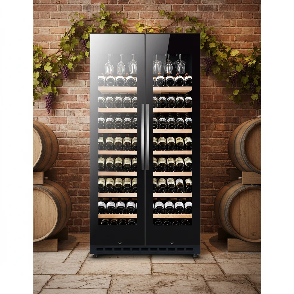 Double Door Compressor Wine Cooler Beverage Refrigeration Fridge
