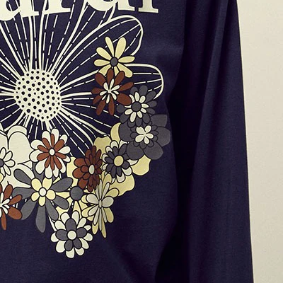 

Nya Daisy Cluster Print Long Sve Хлопковая футболка Повседневная свободная утягивающая основа irt Creative Commute Sle Ciwalk