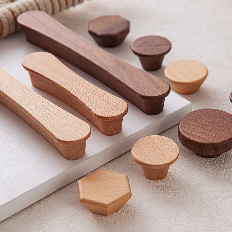 Nordic Solid Wood Cabinet Handles Long Pulls Minimalist Drawer Handles for Floor-to-Ceiling Wardrobe Kitchen Cabinets & Drawers